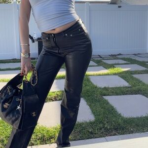 Vintage bebe Black Straight Leather Leg Pants